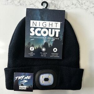 Night Scout LED Beanie Black Rechargeable USB Light Up Hat Winter Cap NWT
